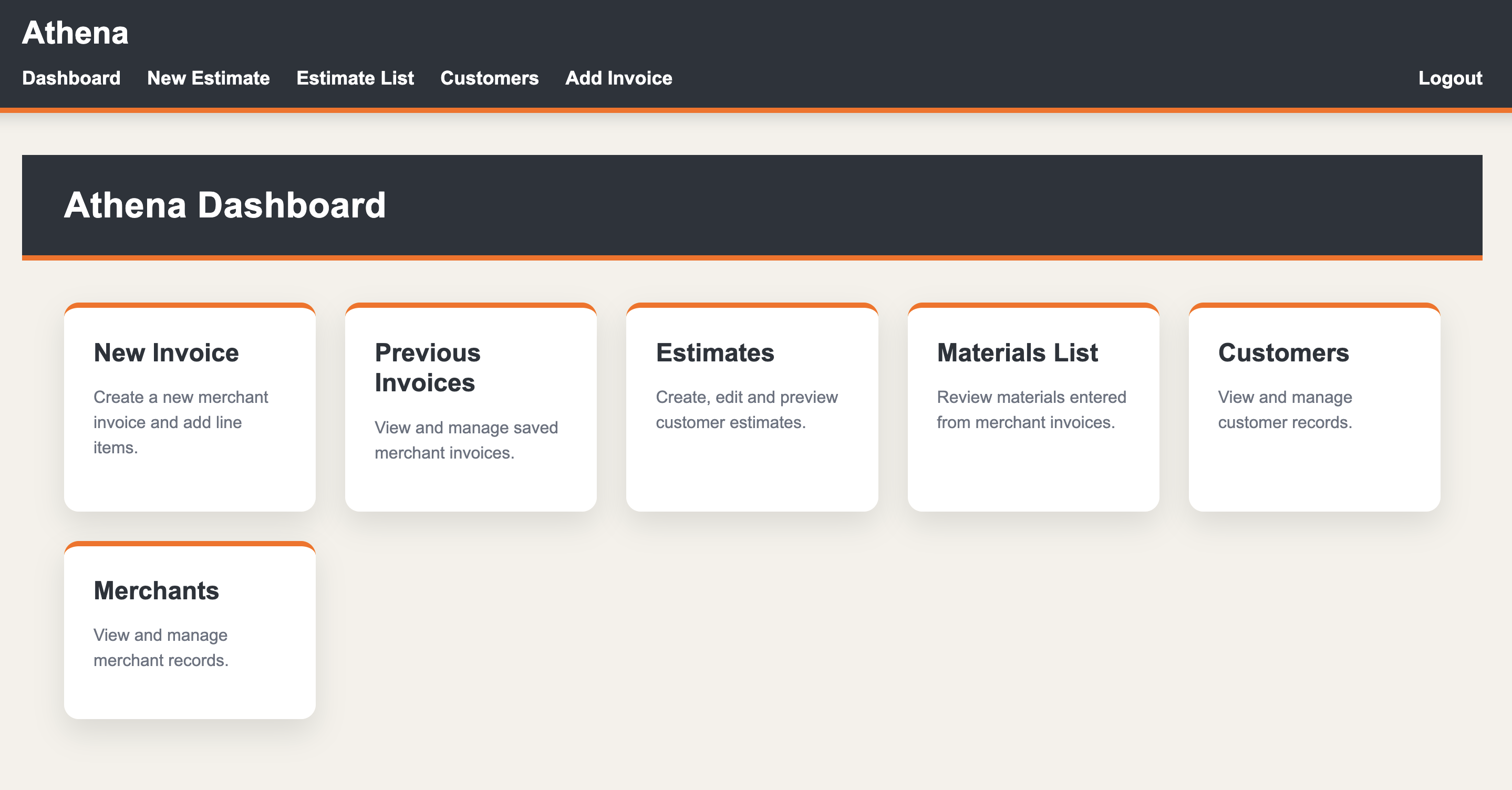Athena dashboard screenshot